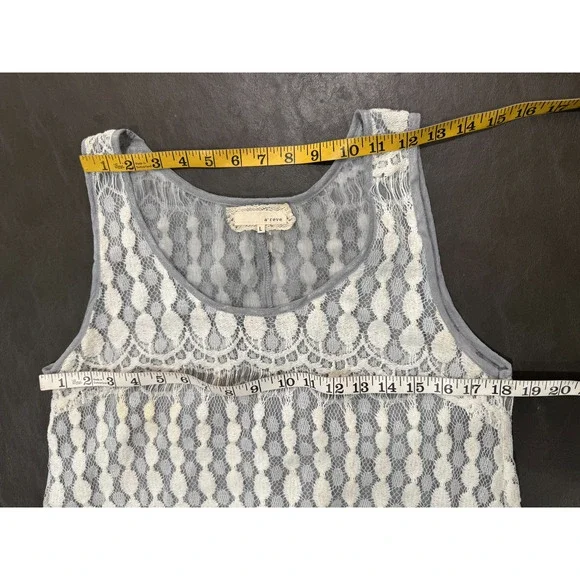 A'Reve Women's Tank Top Sz L Sliver White Sheer Lace Fairy Grunge BOHO - Picture 11 of 11
